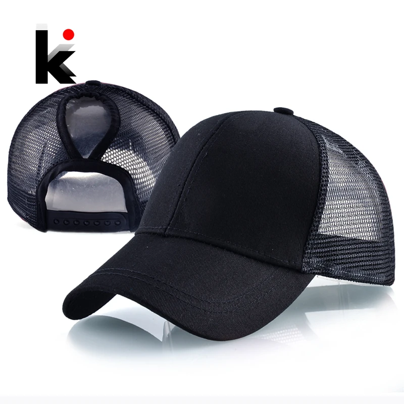 

2018 New Fashion Ponytail Baseball Cap Women Summer Mesh Snapback Hats Female Messy Bun Black Hat Casual Cotton Bone Casquette