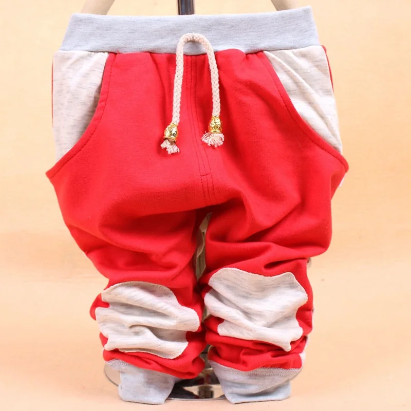 Новое поступление, осенняя одежда для детей штаны-шаровары для маленьких мальчиков длинные штаны с буквенным принтом для мальчиков и девочек, брюки, PLUS049 - Цвет: red
