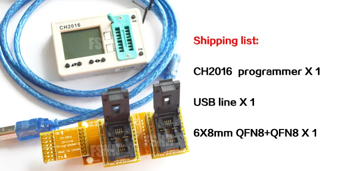 Оффлайн программисты ch2016 SPI флэш-программист + 6x8 мм QFN8 + QFN8 Тесты разъем производства 1 перетащить 2 программист