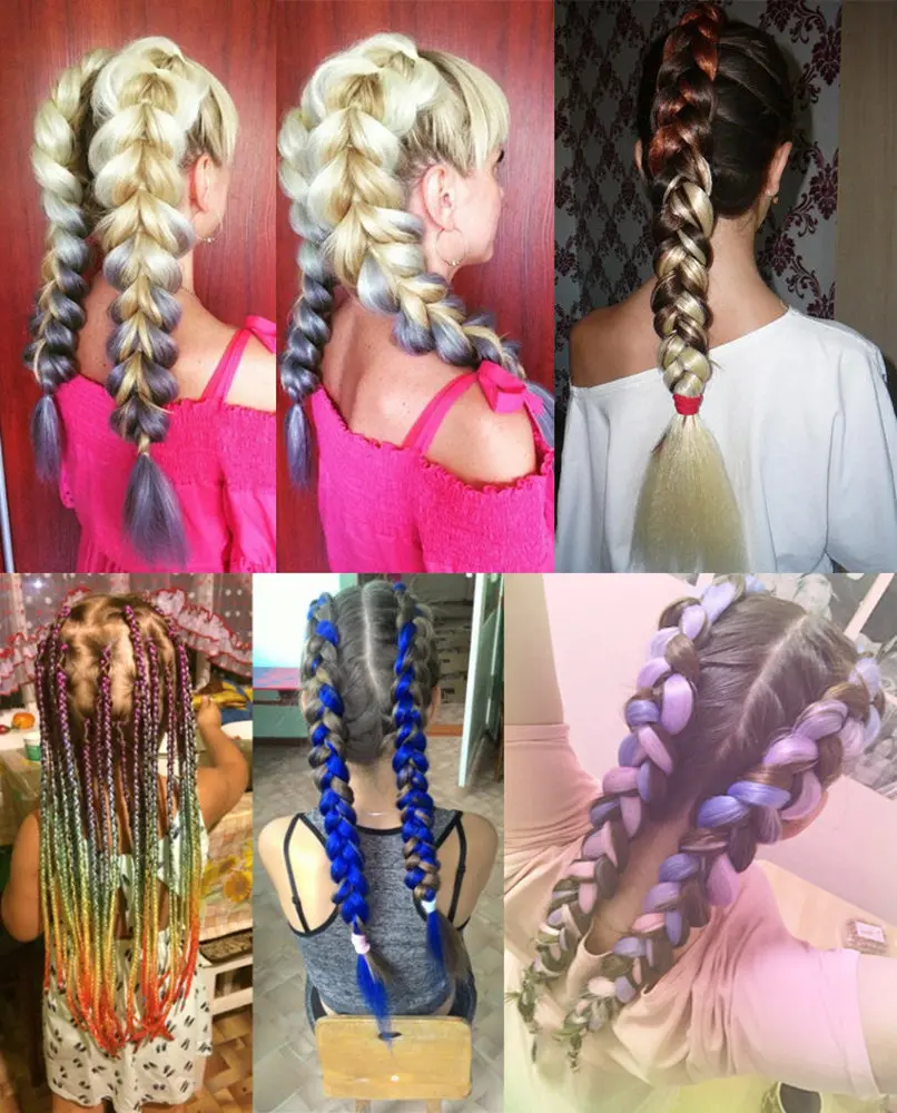 Feilimei Ombre Плетение наращивания волос Синтетическое японское волокно Jumbo Braides 24