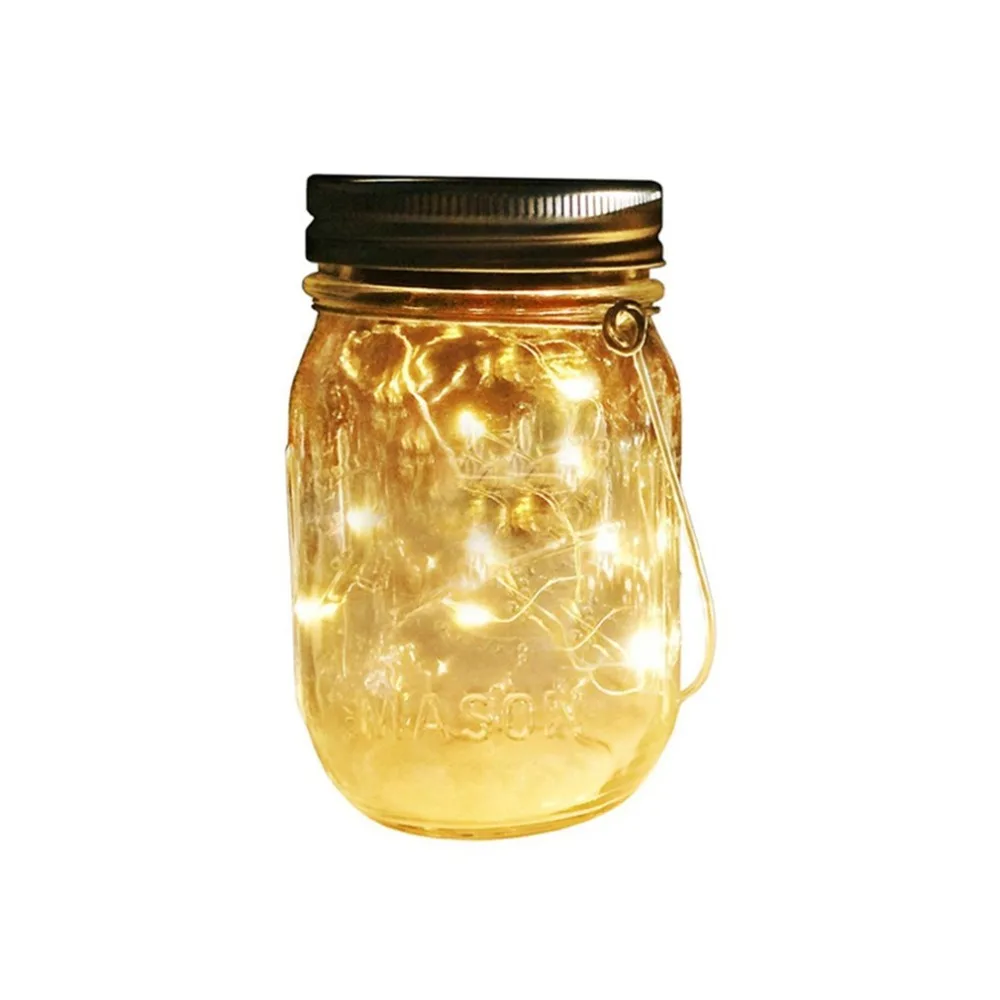 Солнечный Mason jar лампы украшения фонарь двор волна бутылка свет открытый строка крышки для RegularMouth банки для PatioLampDecor
