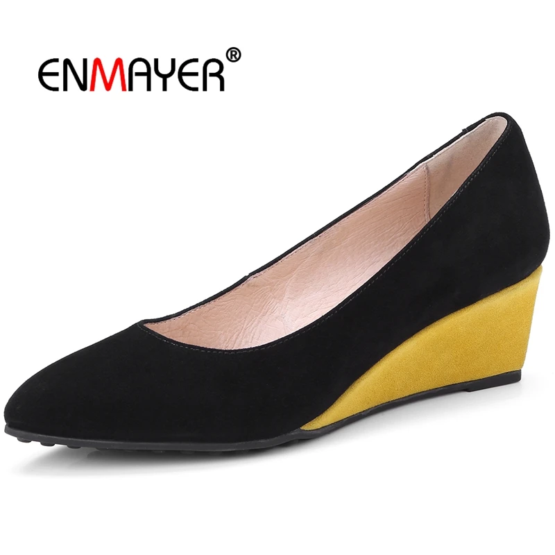 

ENMAYER Kid Suede Casual Pumps Basic Shoes Woman Zapatos De Mujer Women Fashion 2018 Pumps Size 34-39 LY392