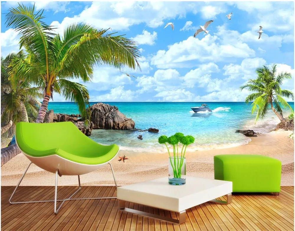 

3d wallpaper custom mural photo Sea view Mediterranean beach scenery room painting 3d wall murals wall paper for walls 3 d