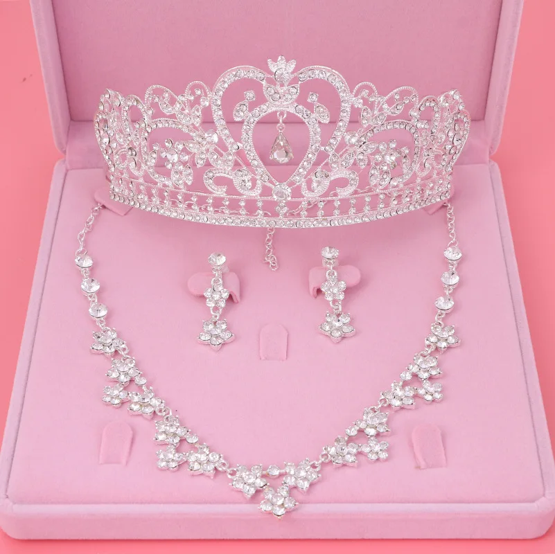 

Gorgeous Heart Wedding Tiara Jewelry Sets Diadem Shiny Bridal Crown Queen Tiaras Shinning Rhinestone Crystal Hair jewelry Sets