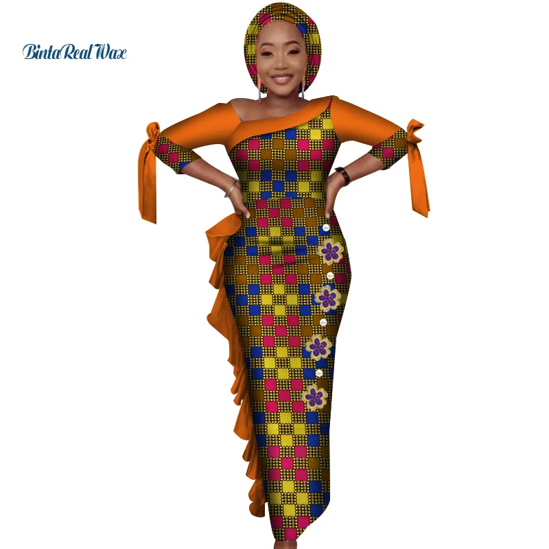 Комплект из обуви в африканском стиле платья для Для женщин с рисунком, в полоску, с бантом-галстуком-бабочкой длинные платья Vestidos в африканском стиле фут в африканском стиле; драпированное платье лоскутное шитье Костюмы WY4084 - Цвет: 19