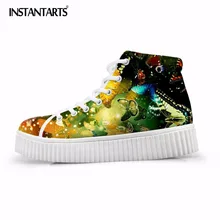 INSTANTARTS/Новинка года; женская обувь на плоской платформе; Милая парусиновая обувь с высоким берцем на шнуровке с бабочкой; женская повседневная обувь на плоской подошве; сезон весна-лето