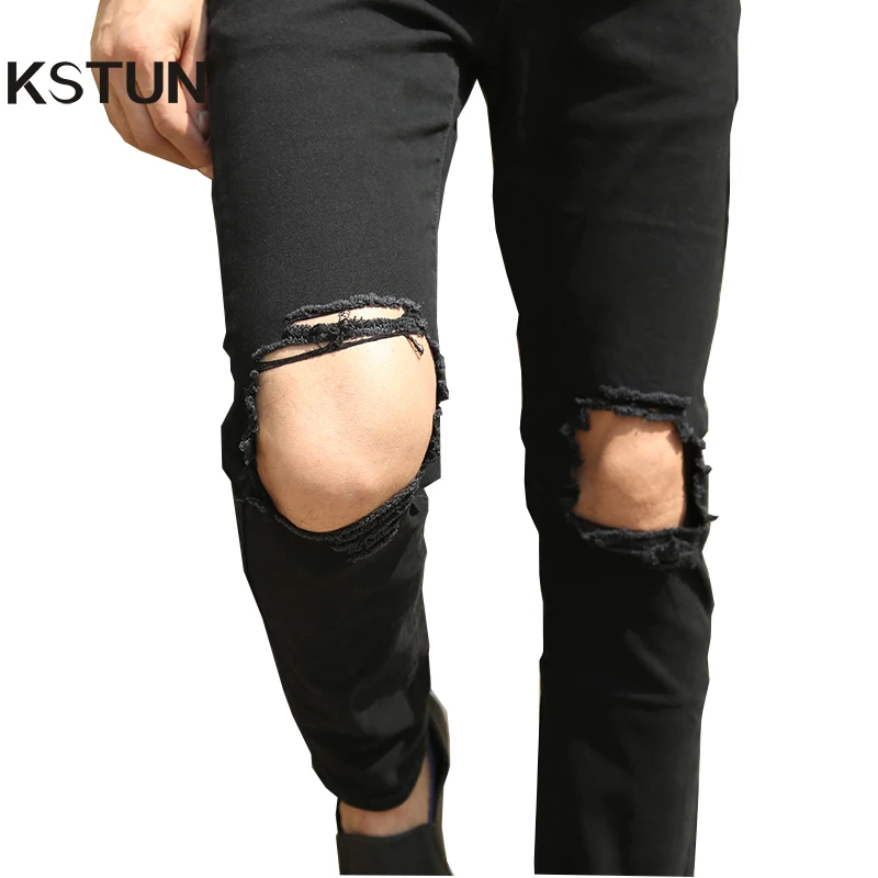 black pants with holes in knees