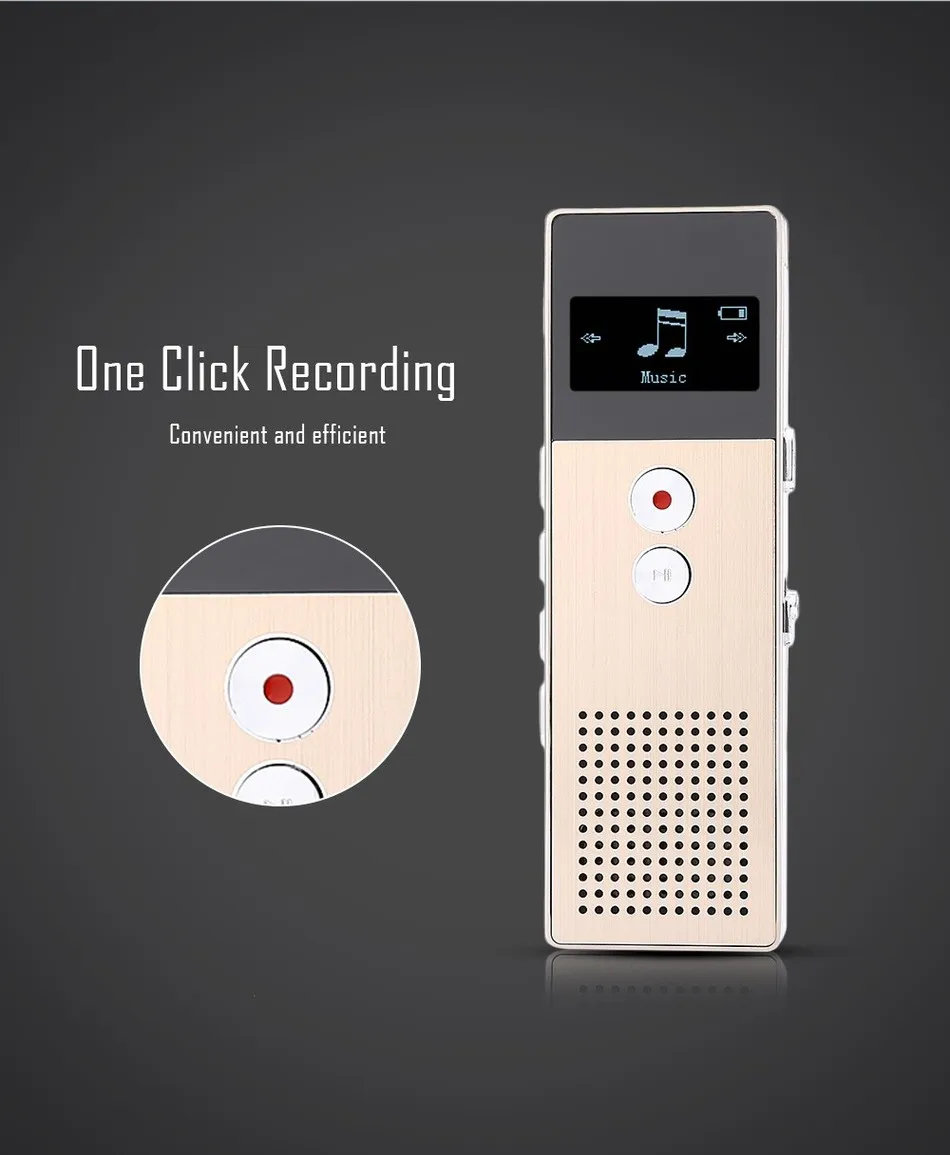 BENJIE Professional Digital Voice Recorders 8G 0.96 Inch Screen  FM Radio MP3 Music Player Built-In Speaker For Study Meeting (3)