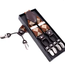 Мужские подтяжки шириной 3,5 см модные для взрослых 6 клипов Регулируемые ремни тиранты