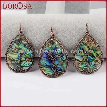 

BOROSA Teardrop Abalone Shell Wire Wrap Pendant Bead,High Quality Drusy Pendant for DIY Necklace Making for Women Jewelry WX574