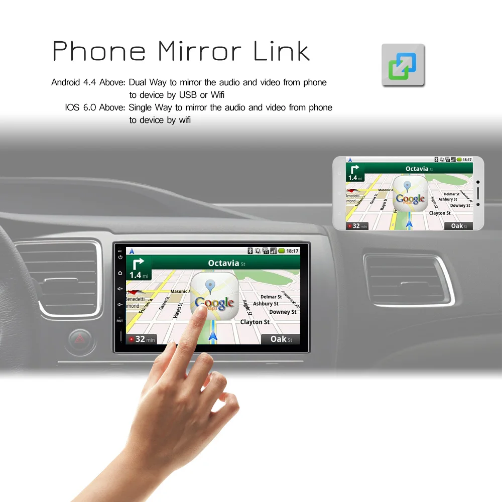 Clearance Android 7.1 Car Multimedia Player 7 inch 1024 x 600 Touch Screen 2DIN 1G+16G Video Player Support AM/FM WIFI Steer wheel control 2