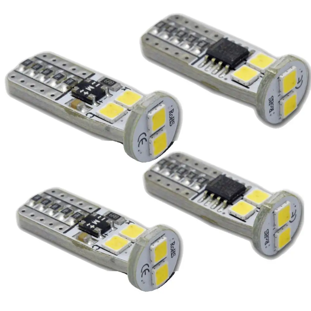 

4Pcs Non-polarity 12V 24V T10 LED 194 W5W 6 LED CANBUS 3030SMD ERROR FREE Car Side Wedge Clearance License Light White 2.16W