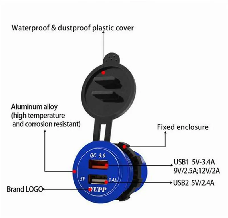 Автомобильное зарядное устройство WUPP QC 3 0 с двумя USB портами 12 24 В постоянного