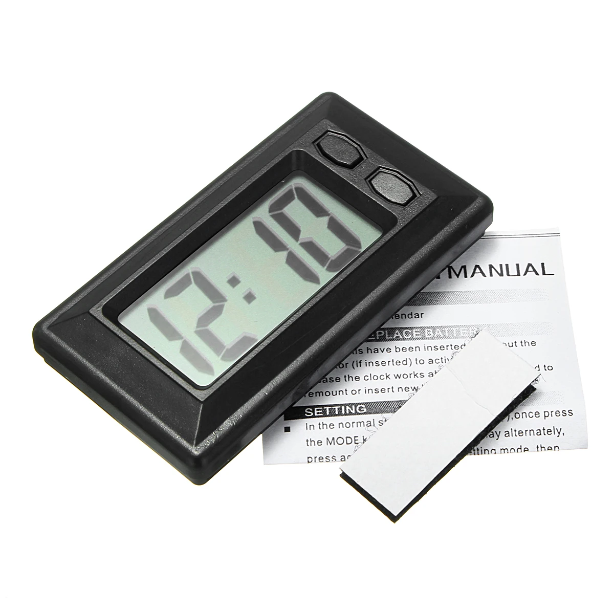 

Mini Digital LCD Display Auto Interior Dashboard Desk Digital Clock LCD Screen Self-Adhesive Bracket Car Clock