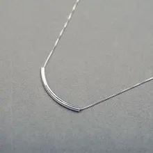 Простой 925 пробы Серебряная линия ожерелья для женщин длинные цепи массивные ювелирные изделия колье Bijoux Femme