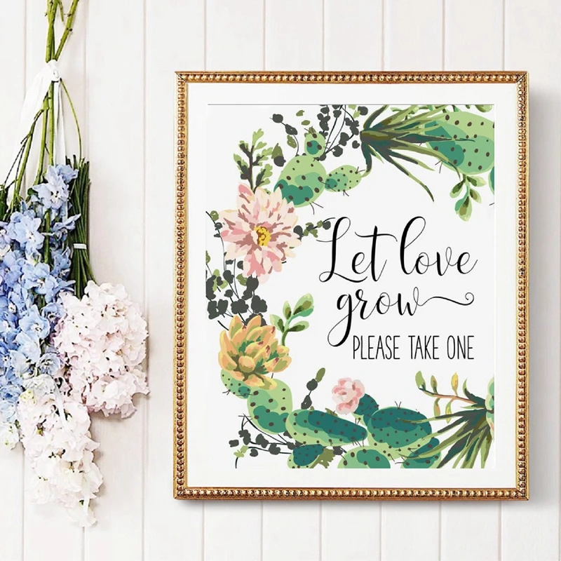 Let Love Grow Succulent печать семян пакеты знак суккулент Свадебный декор для душа