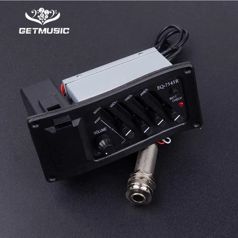

10 Pcs 4 Band Acoustic Guitar EQ Preamp Equalizer EQ 7545R Pickup Amplifier 6.5MM Output Pickup Guitar Accessory Wholesale