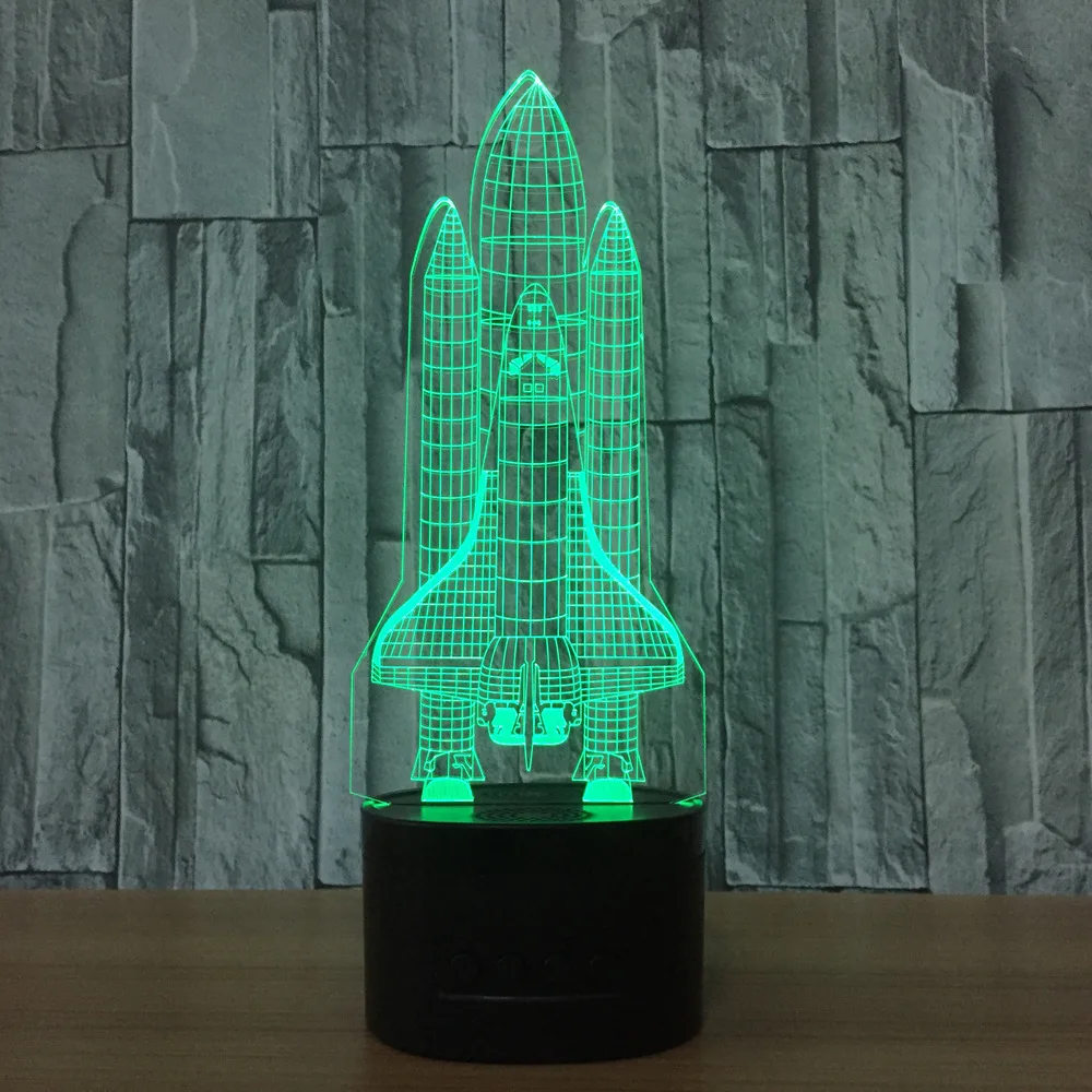 Rocket 3d Light Lamp Novelty Luminaria Led Kids Table Lamps Powerbank