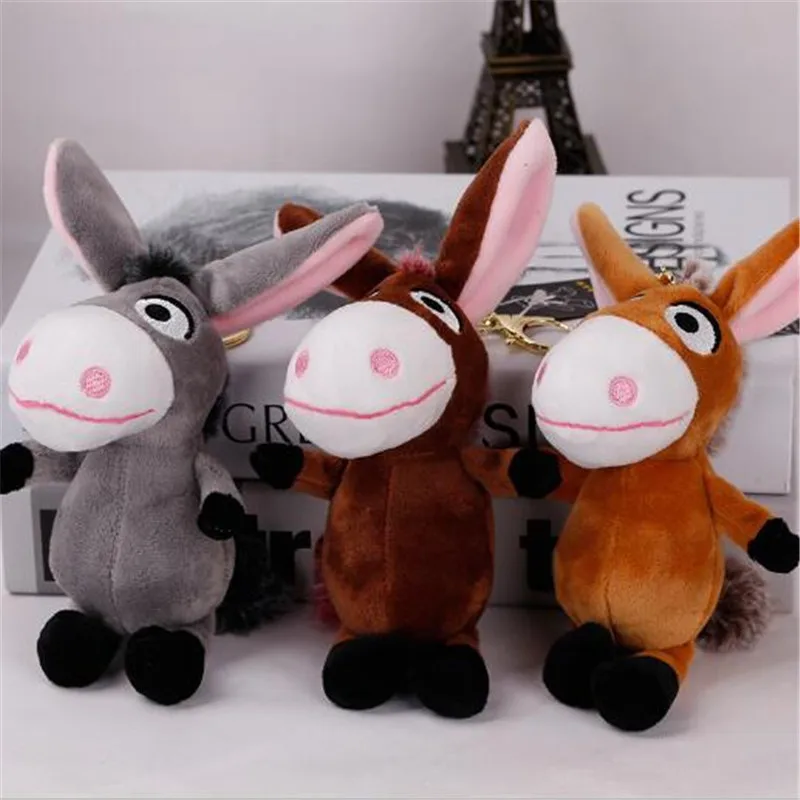 1PCS Mini Cute Donkey Plush Toy Cartoon Key Small Animal Pendant Toys Bag Boys And Girls Car Keychain Gift 10CM HANDANWEIRAN