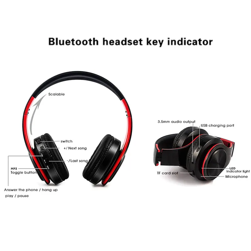 Bluetooth наушники TRANSCTEGO Беспроводная стереогарнитура 4 1 FM радио TF карта для