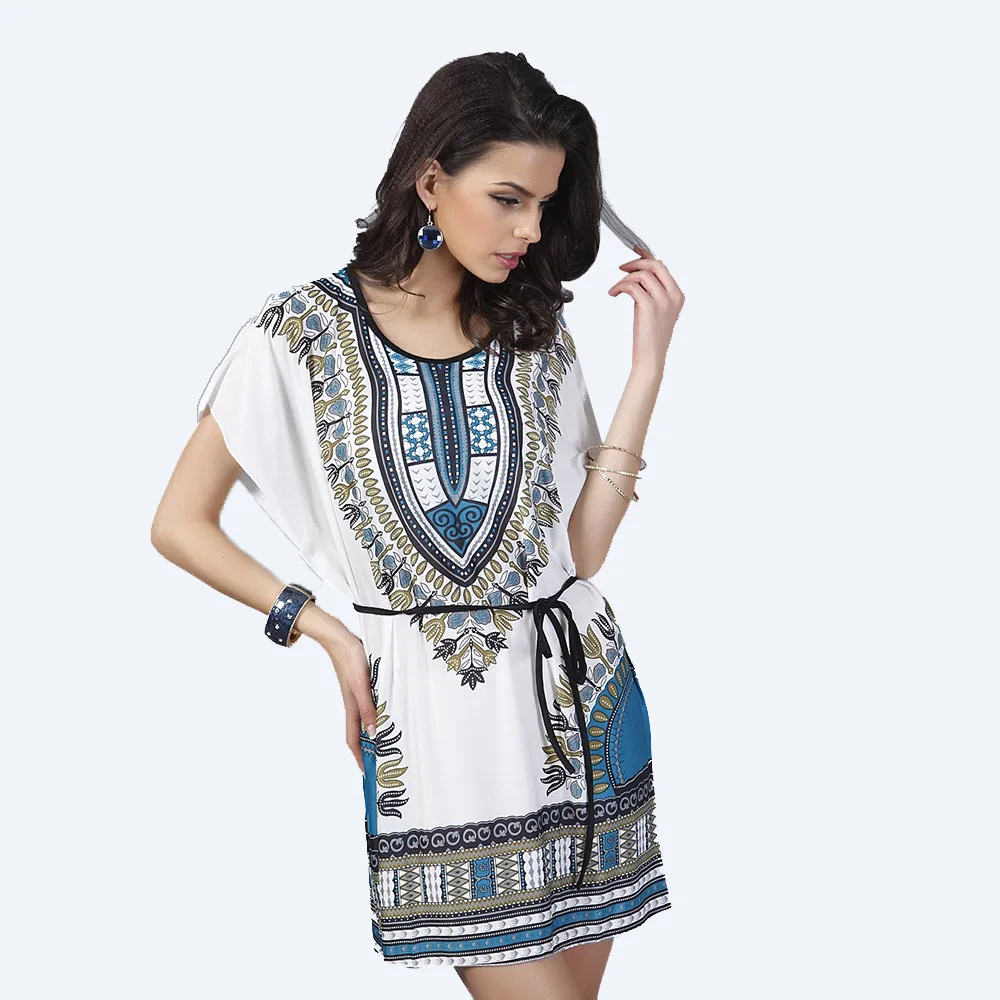 2018 Summer Women Dress Bohemian Printing Dress Batwing Short Sleeve Tunic Bandage Bodycon Beach Party Dress Dresses