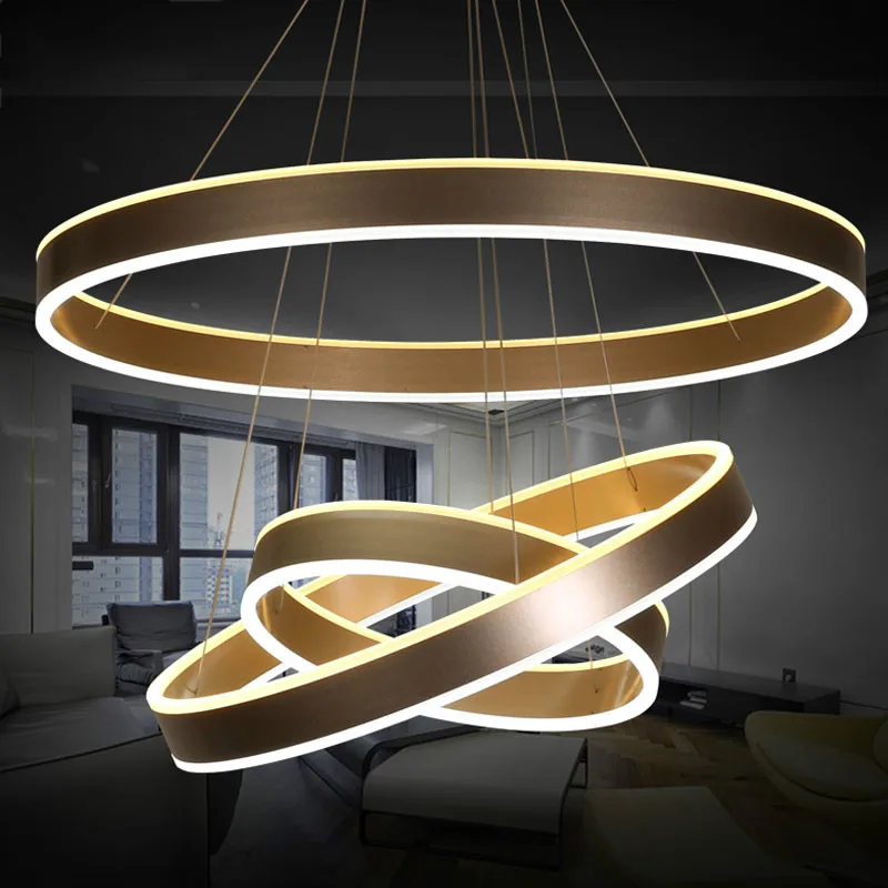 40 60 80CM Modern LED living dining room pendant lights suspension luminaire led 3 rings pendant