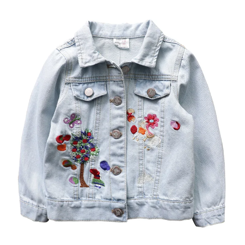 

Girls Denim Jacket Spring Autumn Coat Kids Outerwear Children Embroidery Jacket Kids Clothes 2019 New Blue