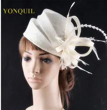 17Colors fascinating sinamay fascinator charming feather hats headpiece event headwear dance hat suit for all season