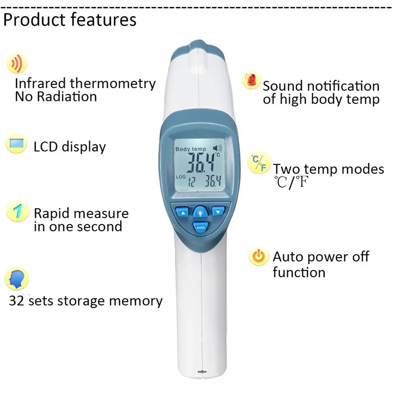 Цифровой ЖК-электронный термометр детский Бесконтактный инфракрасный термометр ручной измеритель температуры тела