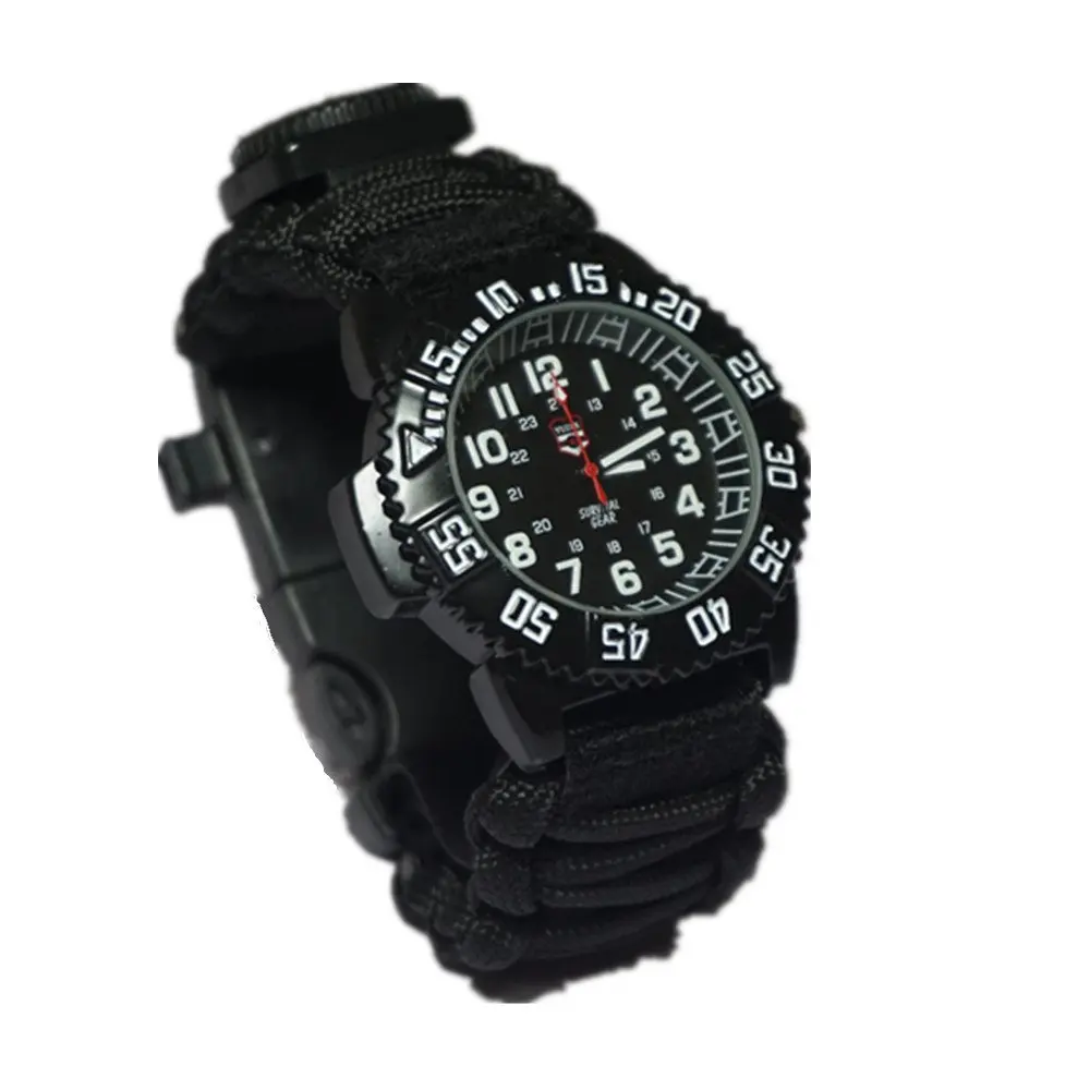 EDC GEAR multi Outdoor Camping survival bracelet watch compass Rescue Rope paracord equipment Tools kit