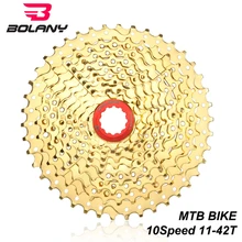 BOLANY Золотая велосипедная кассета 10 скоростей Freewheel 11-42 T Передаточное отношение MTB горный велосипед звездочки маховик для системы Shimano Sram