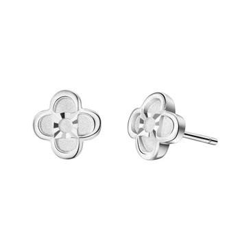 

Pure 925 Silver Earrings Women Lucky Flower Stud Earrings S925