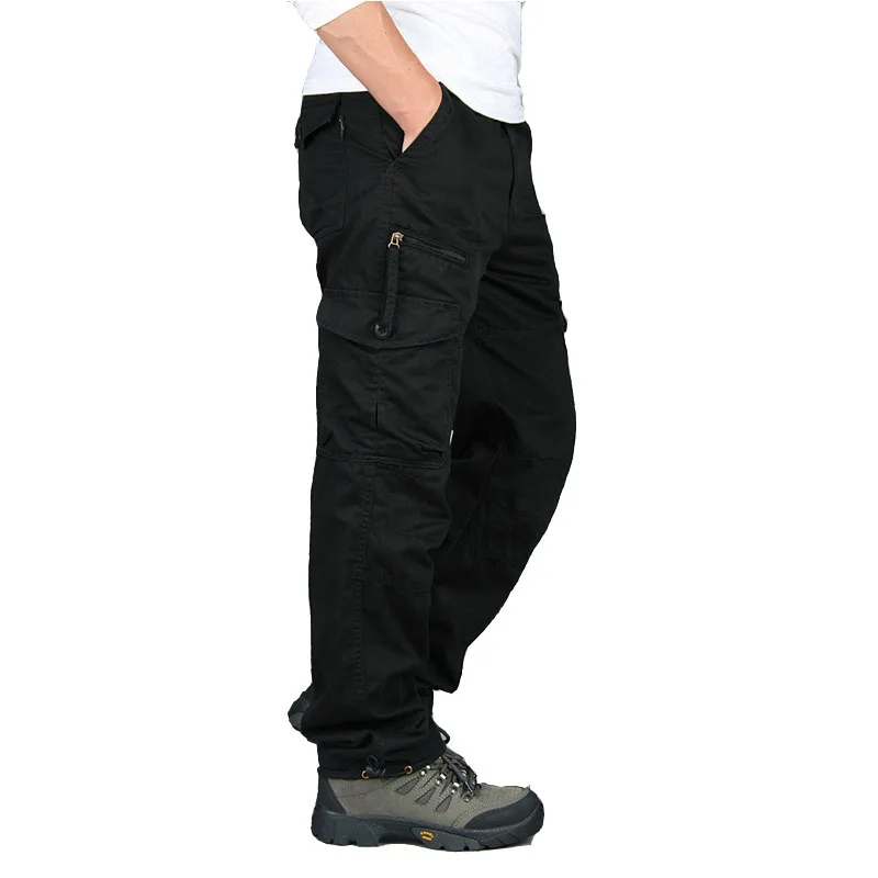 2019 Mens Cargo Pants Tactical Multi-Pocket Overalls Male Combat Cotton Loose Slacks Trousers Army