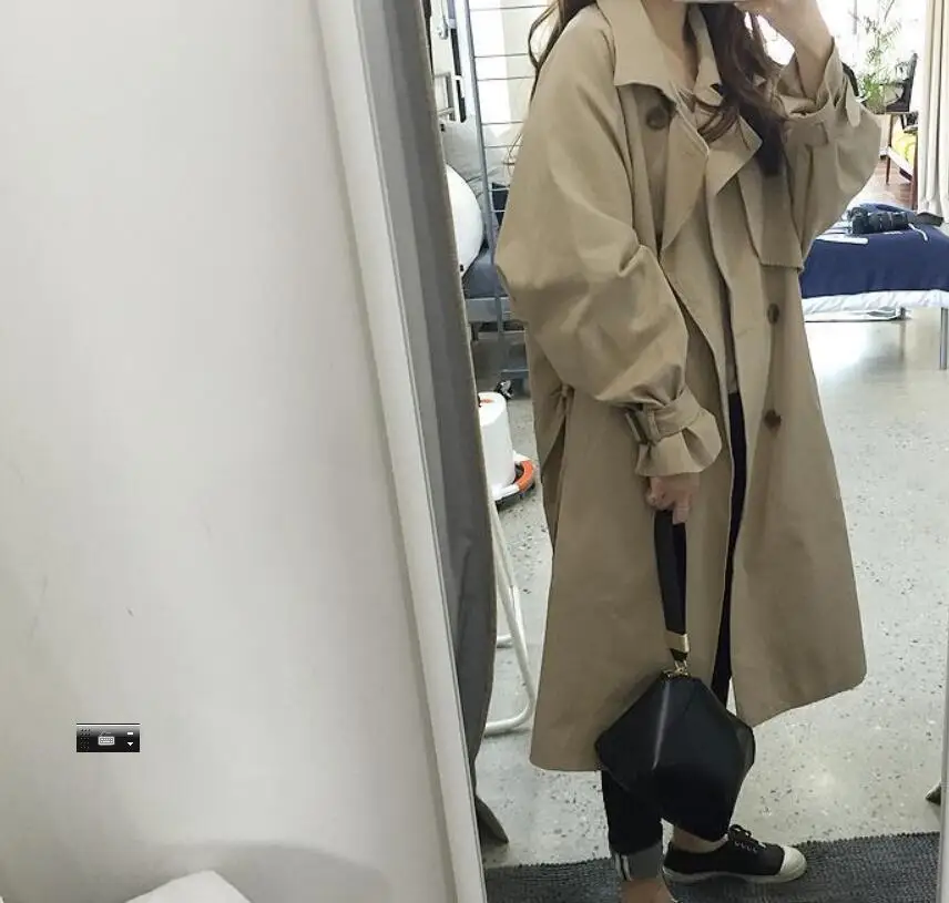 

Elegant british Style high fashion women's khaki Trench Coat plus size Female overcoats raincoats