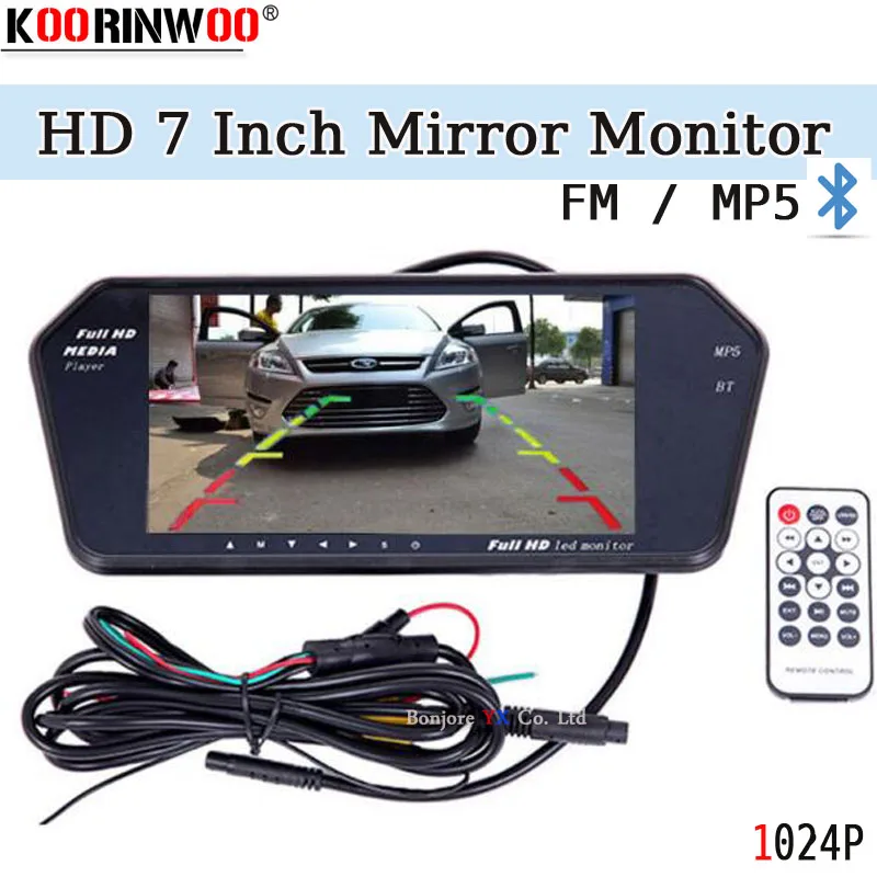 

Koorinwoo High Resolution 1024*600 7'' TFT LCD Car Rear View Mirror Monitor Bluetooth/MP5 Usb/TF Slot Parking Assistance System