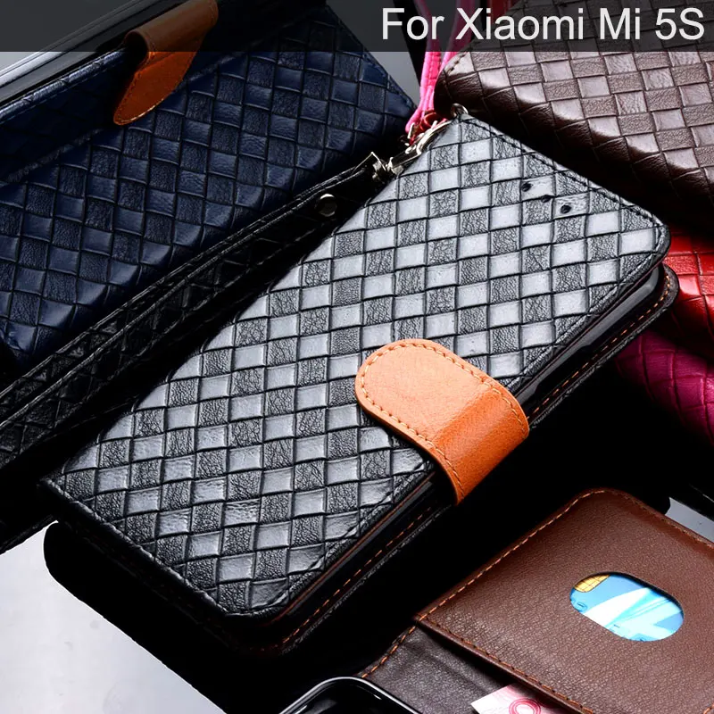 for Xiaomi Mi 5S case Luxury Weave lines Leather with Stand Card Slot Wallet phone Cases Mi5s funda Flip cover | Мобильные телефоны
