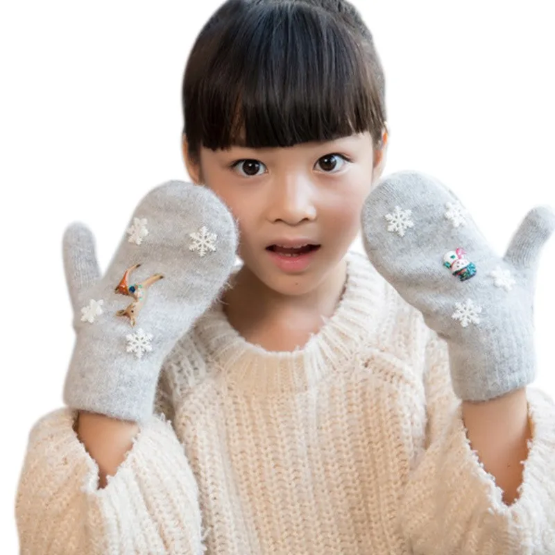 Рождественские детские перчатки на осень и зиму, Детские теплые перчатки, мягкие Полосатые варежки со снежинками для мальчиков и девочек, детские аксессуары