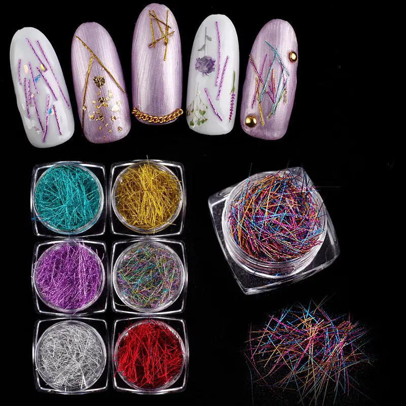 

12 Color/set Gold Silver Ultra-Thin Line Mixed Nail Art Jewelry Manicure Accessories Colorful DIY Nail Jewelry Decoration