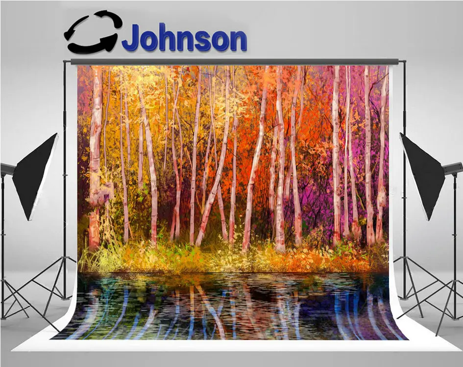 aspen oil painting landscape river backgrounds High quality Computer print scenic backdrops | Электроника