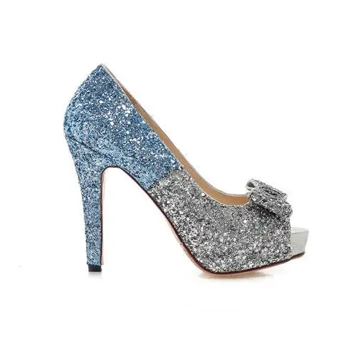 MORAZORA/Большие размеры 34-43; высококачественные женские туфли-лодочки; туфли с открытым носком; женские свадебные туфли на высоком каблуке; элегантные блестящие туфли для невесты - Цвет: Синий