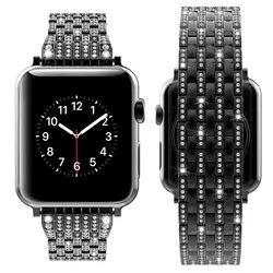 Для женщин сплава со стразами Diamond часы ремешок для Apple Watch series 1/2/3 Нержавеющая сталь браслет ремешок для iWatch ремешок