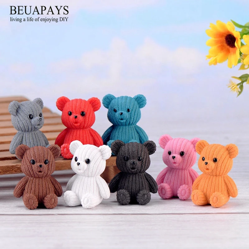

8pcs/set Wool Bear Keyboard Creative Hanger Figurines Miniatures home decoration accessories Crafts bonsai Creative Gift Cartoon