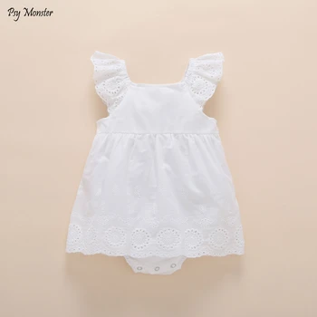 

Newborn infant 1 year birthday baby white rompers Girls 100% Cotton Princess photography Roupa lace cute 0 3 6 9 12 18 jumpsuit