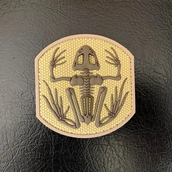 

10pcs Rubber Skeleton Frog Patch 3D PVC Navy Seal Tactical Emblem Hook Military Armband Army Combat Badge Tan Color
