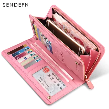 

SENDEFN 2018 Fashion Lady Clutch Women Wallet Zipper Split Leather Wallet Female Women Wallets Designers Handbag 5017-6