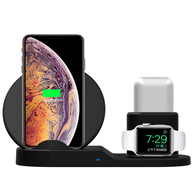 3 In 1 Qi Wireless Charger For Iphone Xs Max Xr X 8 Fast Charging Pad