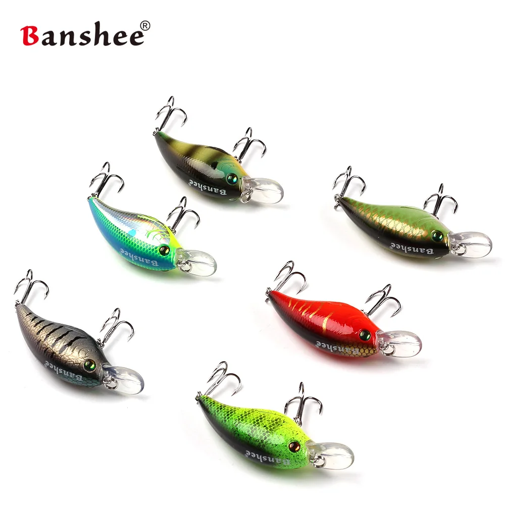 Banshee 6pcs/lot 60mm 10g VC01 Diving Floating Fishing Lure Rattle Sound  Wobbler shallow Crankbaits Hard Artificial Bait