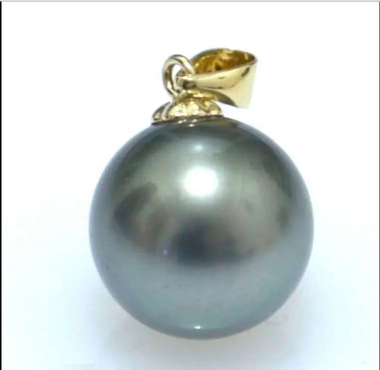 

Wholesale price 16new ^^^^HOT Huge AAAA+ 16mm black South Sea Shell Pearl 14K GOLD PENDANT
