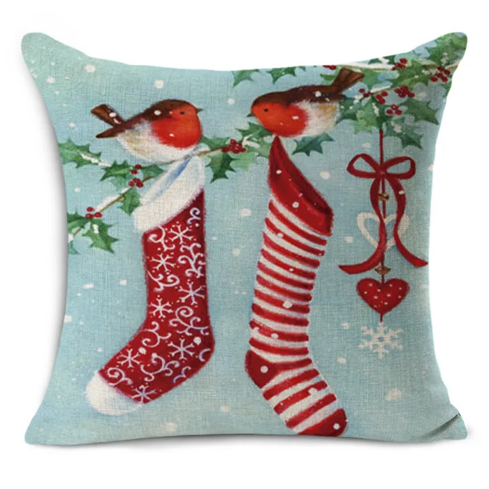 Merry Christmas Linen Cushion Cover Decorativi Almofadas Decorative Pillows Cover For Chair Car Cojines Decorativos Para Sof