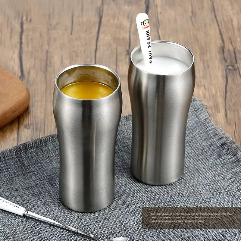 

304 vacuum double wall beer mug Brief stainless steel mug travel coffee cup tea mug creative With None